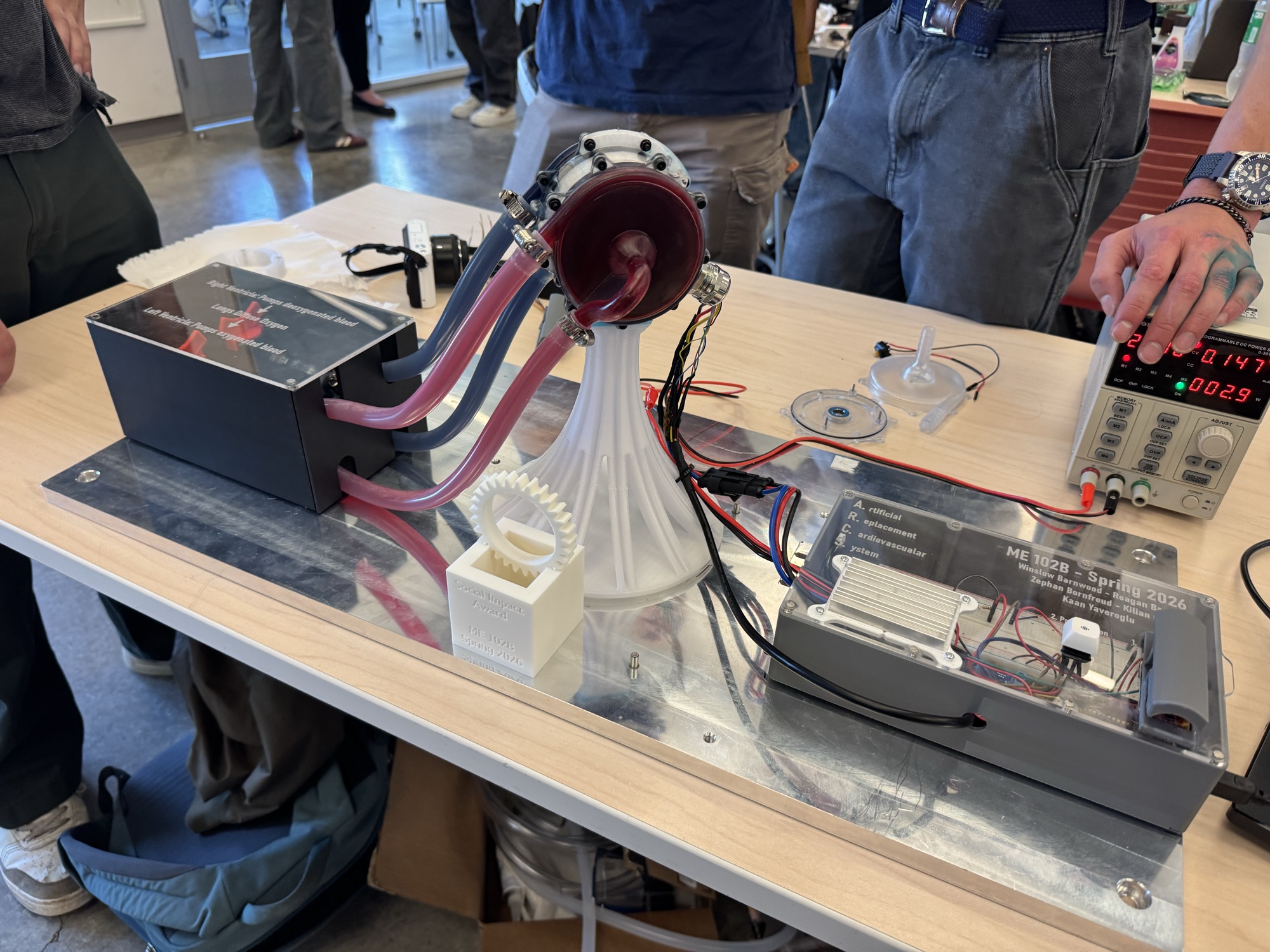 The completed ARCS assembly on its display board at the showcase, seen horizontally