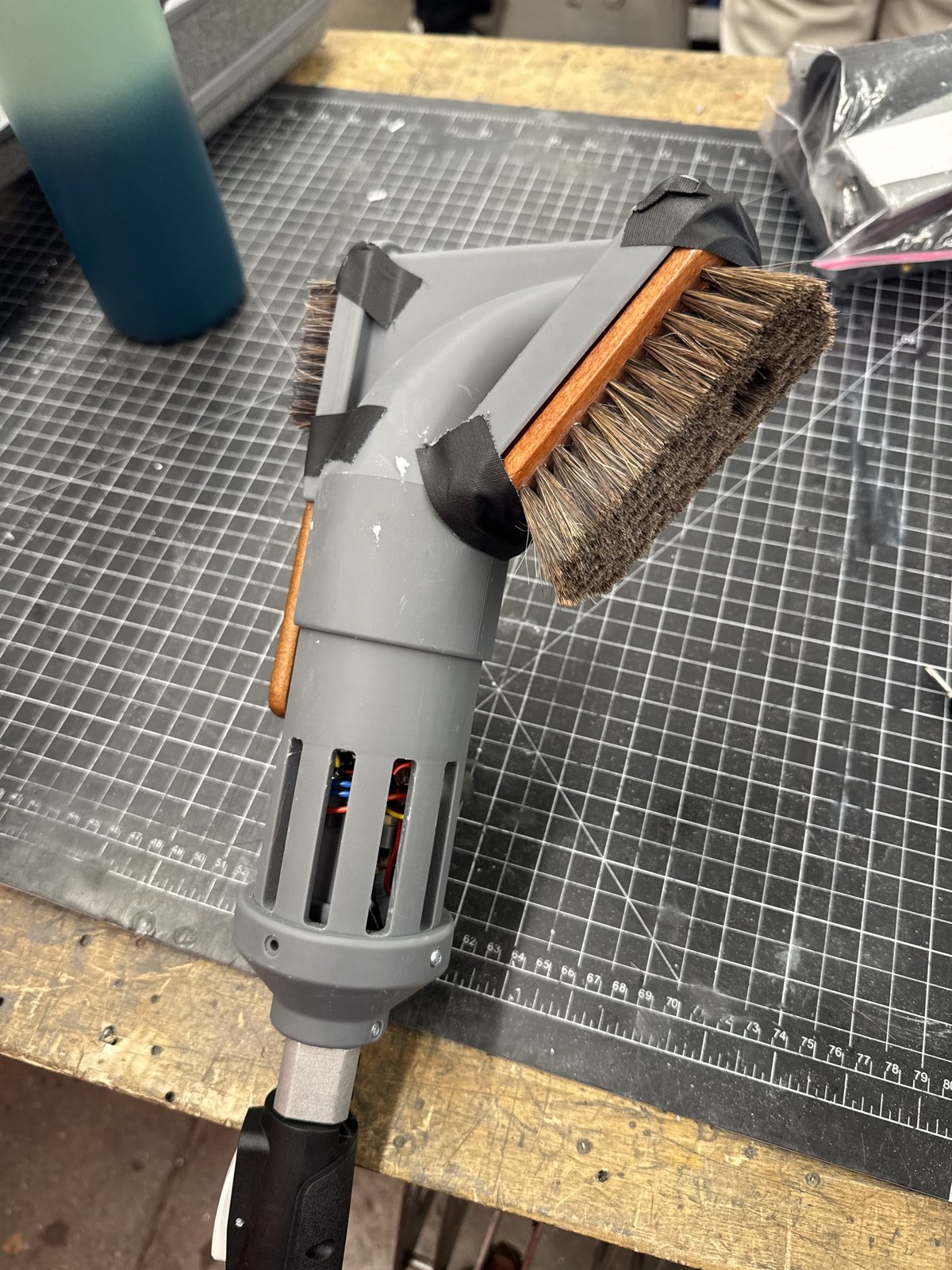 Final prototype with the air routed through the brush housing, no external nozzle